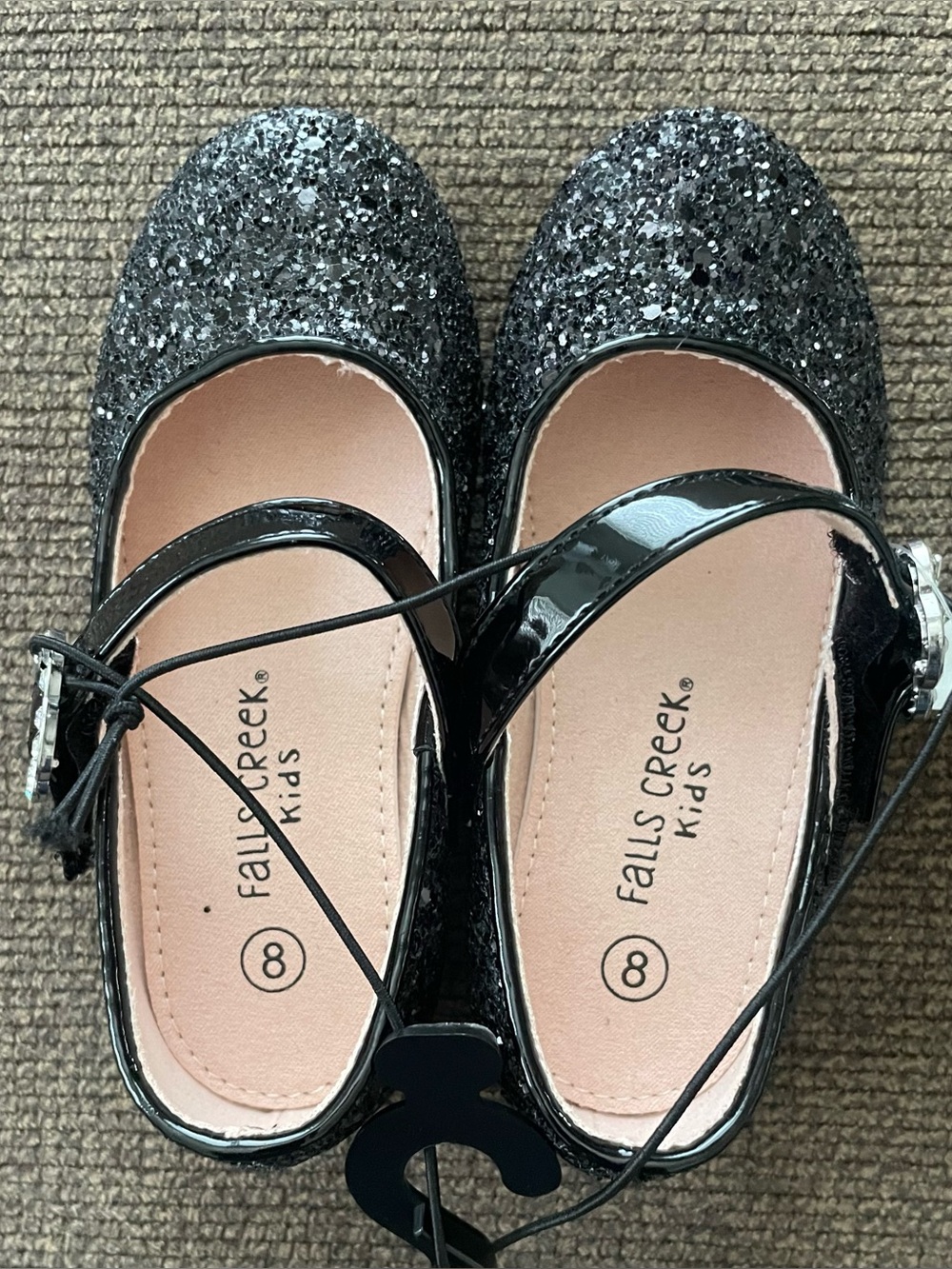 NWT Toddler Girls Falls Creek Margot Black Dress Shoes ~ Glitter ~ Size 8